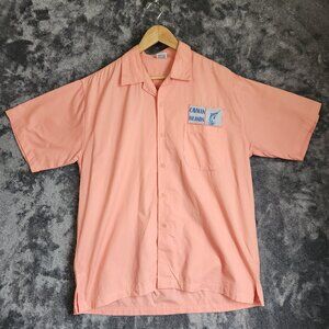 Dady Men's Size Large Short Sleeve Coral Fishing Shirt Button Up Cayman Islands